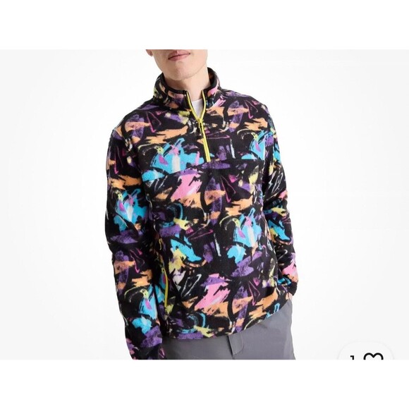 Chubbies Show Stopper Low Pile Fleece Quarter Zip Sweater S New 80s 90s Wild Art - Picture 9 of 9